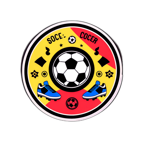 Rekaan Sticker Retro dengan Elemen Bola Sepak dan Muzik