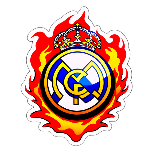 Sticker ng Real Madrid na may Apoy at Duglisan ng mga Tagahanga