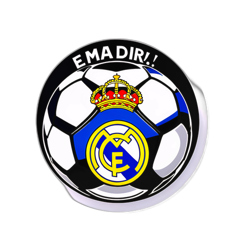 עיצוב שמח של כדורגל עם צבעי ריאל מדריד וסיסמתה