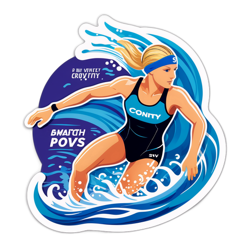 Sportieve Zwem Sticker