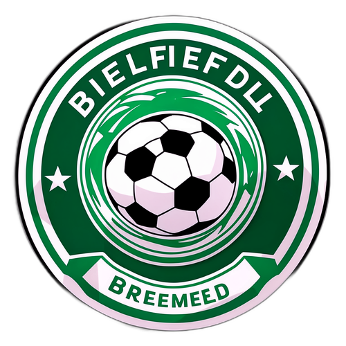 Stiker Sepak Bola Dinamis dengan Logo Bielefeld dan Bremen