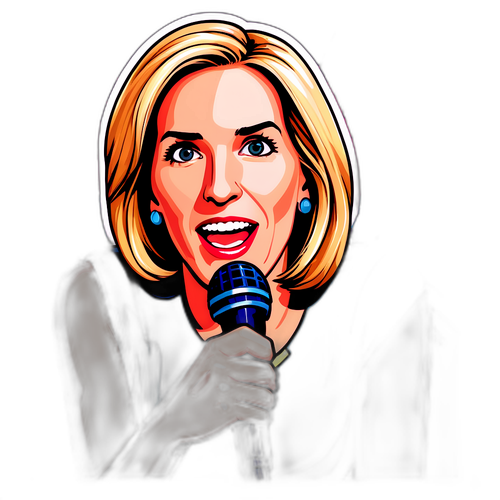 A Cartoon Image of Laura Ingraham with Microphone