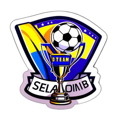 Sticker cu fotbal și trofeu, visul câștigării Super Ligii