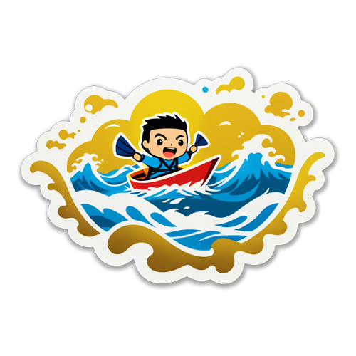 三国志の水上レースの興奮を表現したスピード感あふれるステッカー