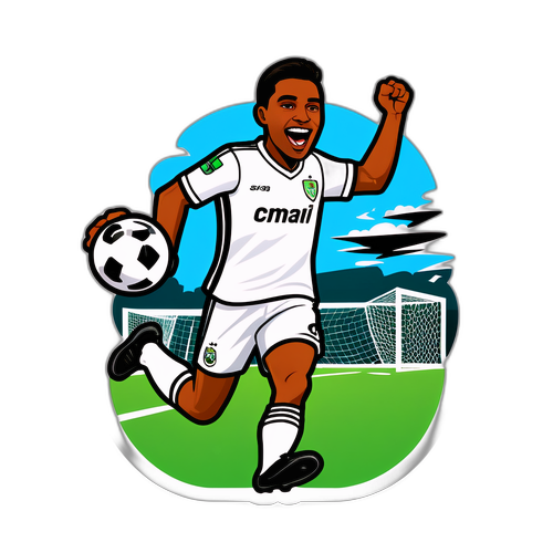 Stiker Pemain Santos Menjaringkan Gol