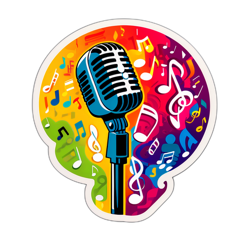 Stiker Mikrofon Vintage
