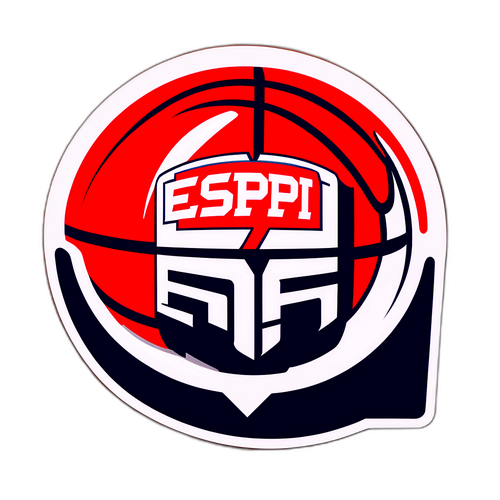 Disenyo ng Sticker na May ESPN Logo sa Basketball Court Background