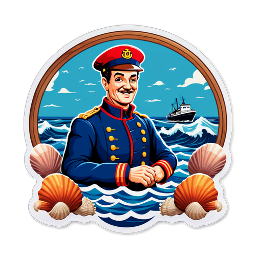 Nostalgischer Sticker im maritimen Stil