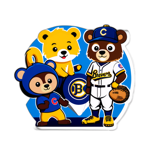 큐트하게 변형된 컵스와 브루어스 로고 캐릭터 스티커
