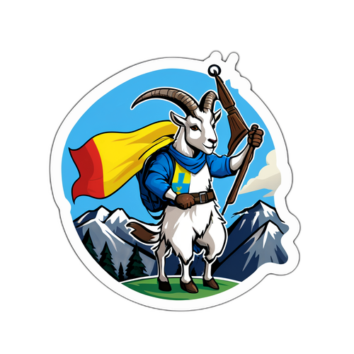Наклейка з козлом на фоні Козятинських пагорбів