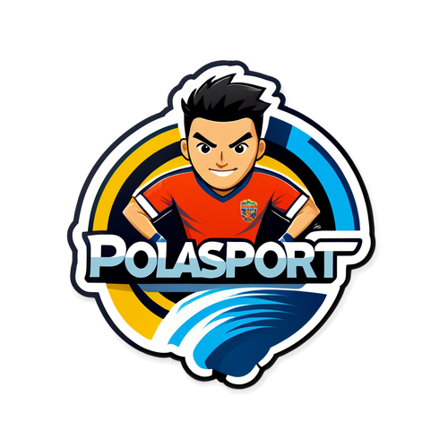 Sticker z logo Polsatsport w tematyce sportowej