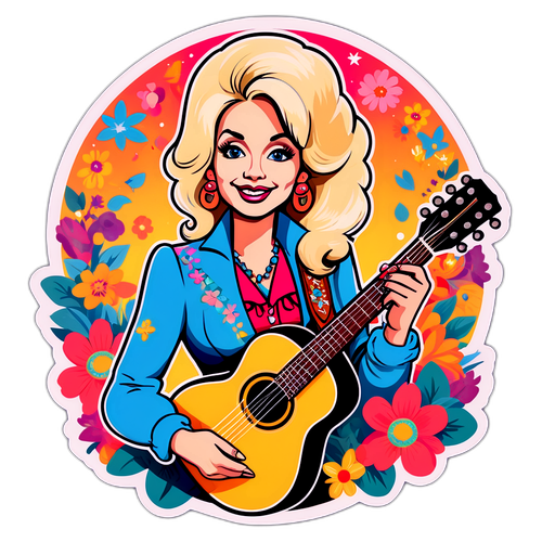 Farbenfrohe Illustration von Dolly Parton