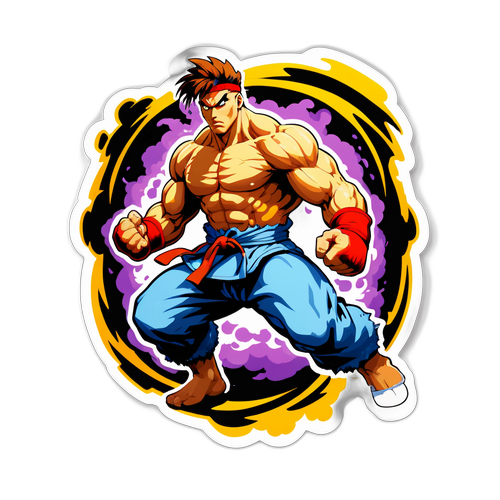 Sticker ng Karakter mula sa Street Fighter na may Fierce Battle Stance