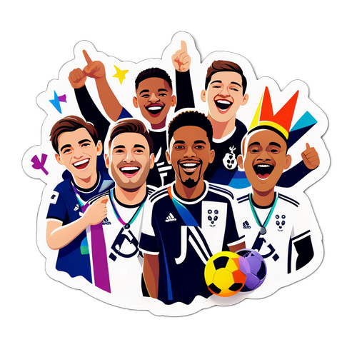 Örömteli csoportkép a Tottenham Hotspurról és a Fulhamról