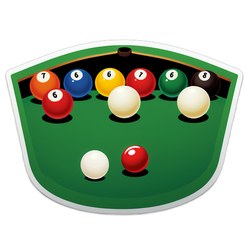 Stijlvolle sticker met een biljarttafel en biljartballen