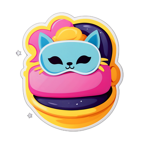 Sevimli Uyku Maskesi ve Yastığı Stickerı