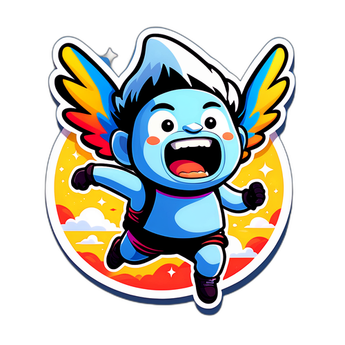 하늘을 나는 그록 캐릭터 스티커 디자인