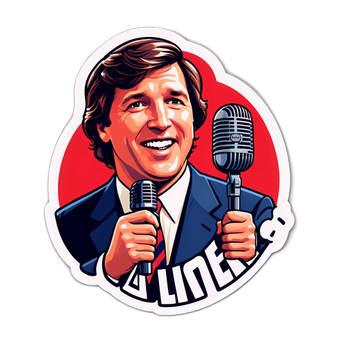 Bold News-Themed Sticker Featuring Tucker Carlson