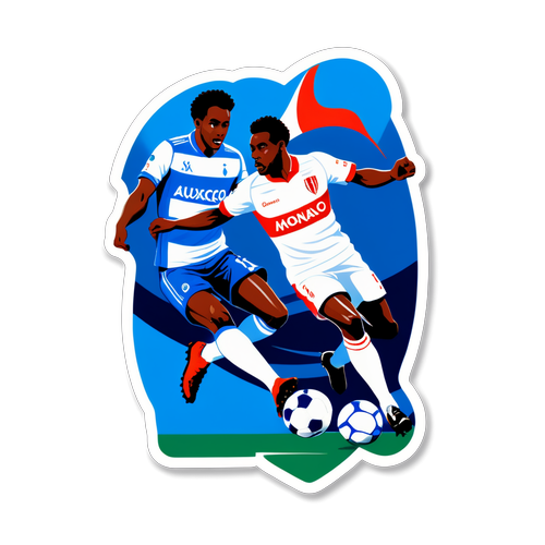 Design de sticker illustrant le match Monaco contre Auxerre