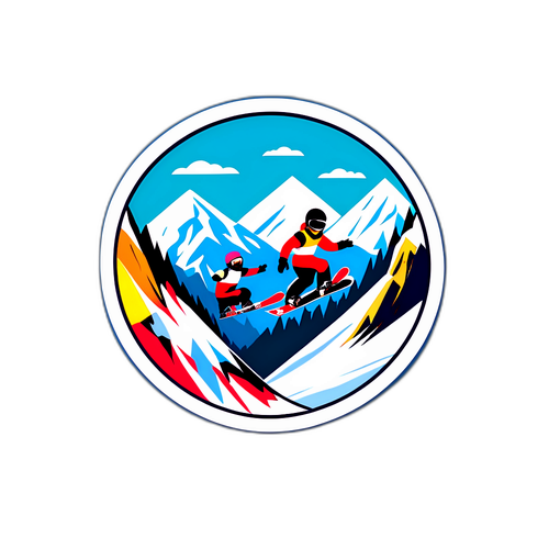 Peisaj panoramic de zăpadă cu snowboarderi pentru Jocurile Olimpice 2026