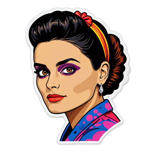 Nálepka v pop art stylu s ikonickou postavou Nelly Furtado