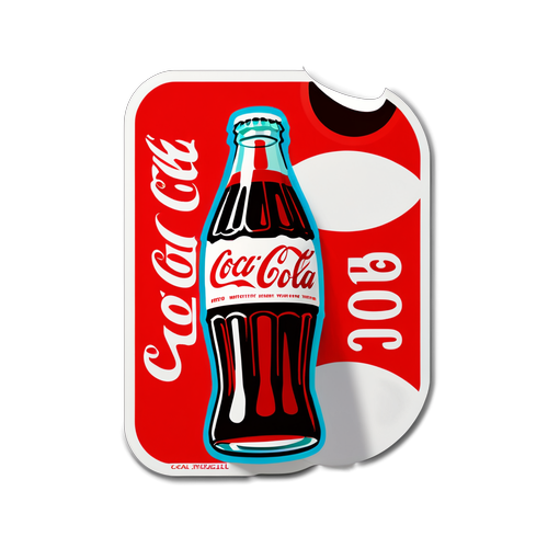 Ontwerp een sticker om de Coca-Cola terugroepactie aan te geven met een waarschuwingssymbool en Coca-Cola-elementen