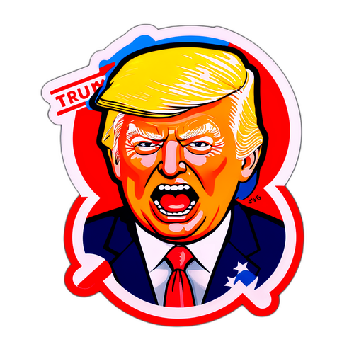Autocollant humoristique avec le visage de Trump