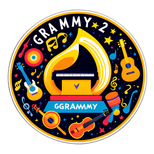 Музичні інструменти на стікері 'Греммі 2026'