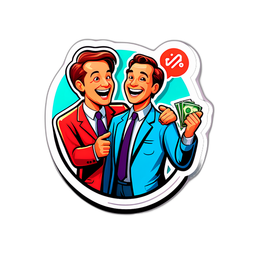 Komisk aktiemarked sticker