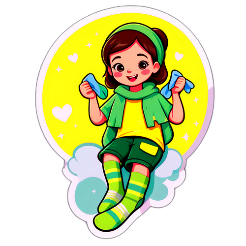 可爱的网民妈妈晾袜子贴纸