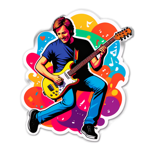 Vibrant Guitar Hero Sticker