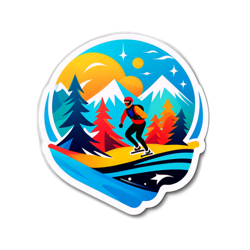 Adesiv cu detalii colorate și dinamice reprezentând competiții sportive de vară și iarnă