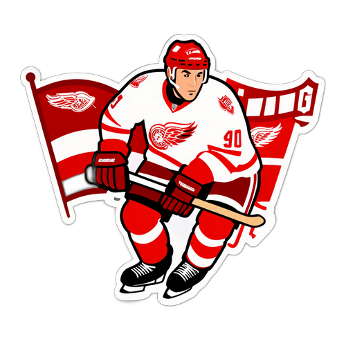 Наклейка с хоккеистом Detroit Red Wings