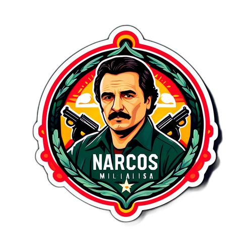 Narcos-tematikájú logó, stilizált dallamok és szimbólumok