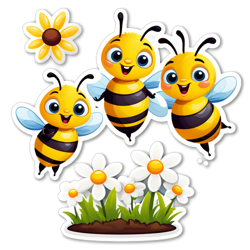 Sticker Lebah Kartun Ceria