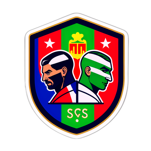 สติกเกอร์การจับคู่ระหว่างโบโลญญาและซัสซูโอโลในสไตล์ retro