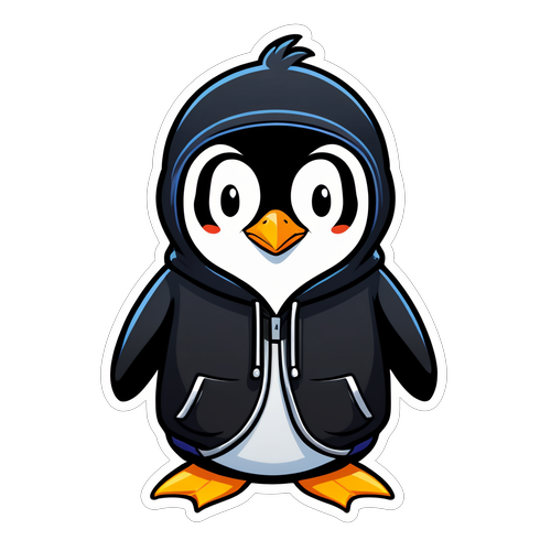 Hacker Hoodie Penguin Sticker