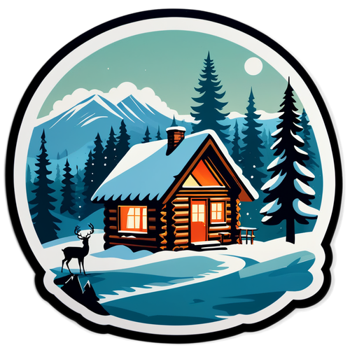 Cozy Winter Cabin with Deer