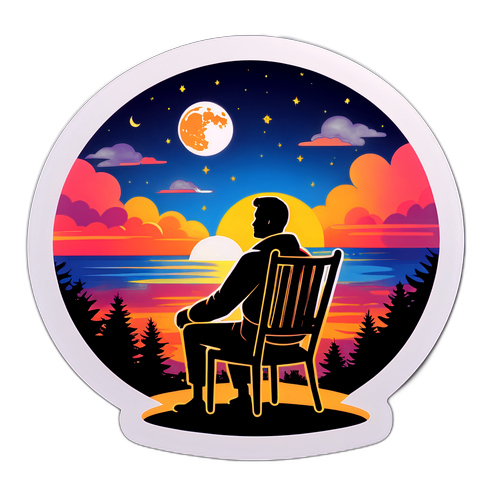 달빛 아래 의자에 앉아 석양을 즐기다