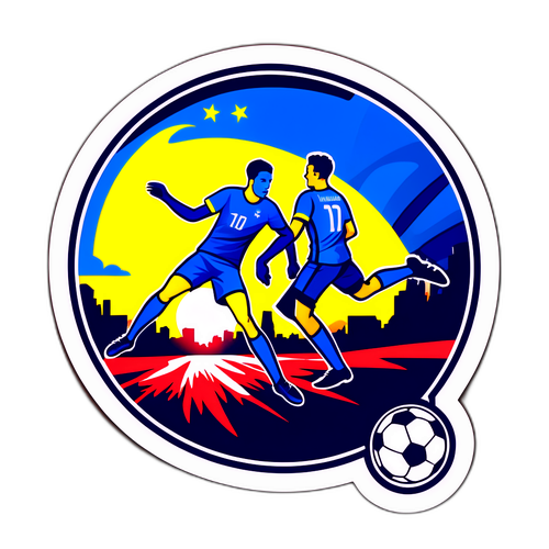 Sticker Perlawanan Sepak Bola Prancis vs. Ukraina