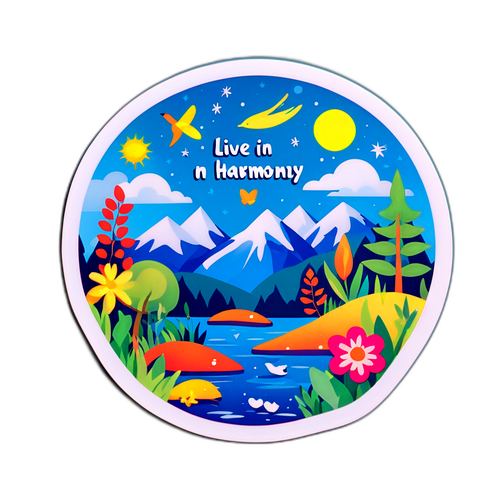 Sticker met Natuurthema: 'Live in Harmony'