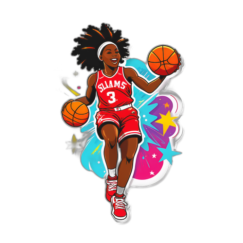 A Cool Graphic of Rickea Jackson Performing a Slam Dunk