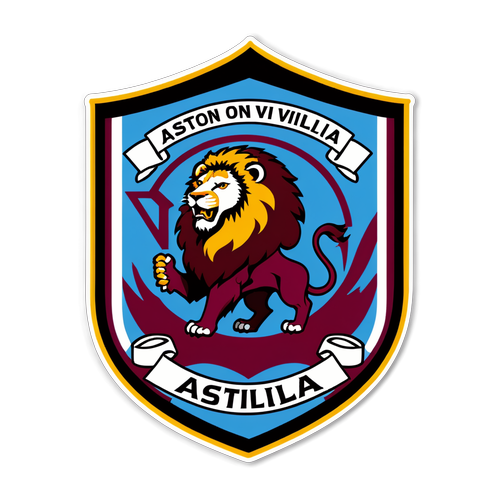 Adesivo Aston Villa com Escudo Tradicional e Fundo de Campo de Futebol