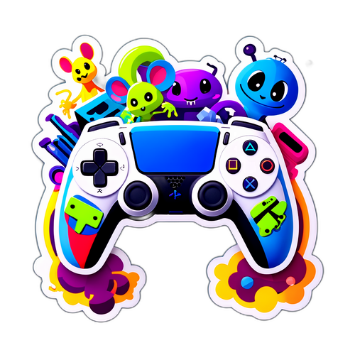 Design do Controle PlayStation 5 com Elementos de Jogos Populares