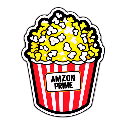 Fröhlicher Aufkleber für Amazon Prime mit Popcorn