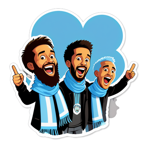 Ilustración divertida de hinchas del Manchester City