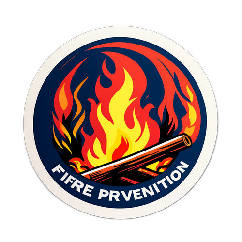 Cena em Chamas com Mensagem de Prevenção de Incêndios