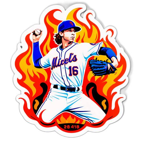 Jacob deGrom in Flames Sticker