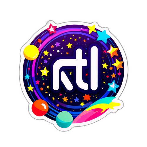 RTL logo színes fényekkel és csillagokkal a pályán