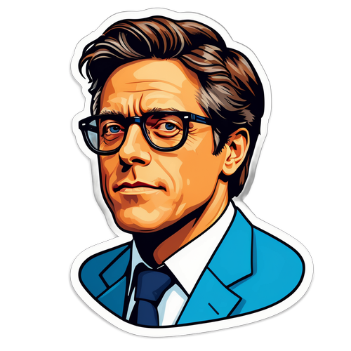 Samolepka v pop-artovém stylu s Hughem Grantem jako filmovou ikonou